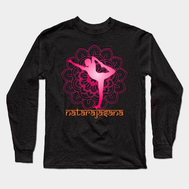 Natarajasana Yoga Pose Long Sleeve T-Shirt by Geoji 